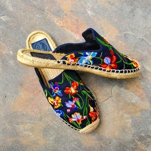 Tory Burch Floral Embroidered Mule Espadrille